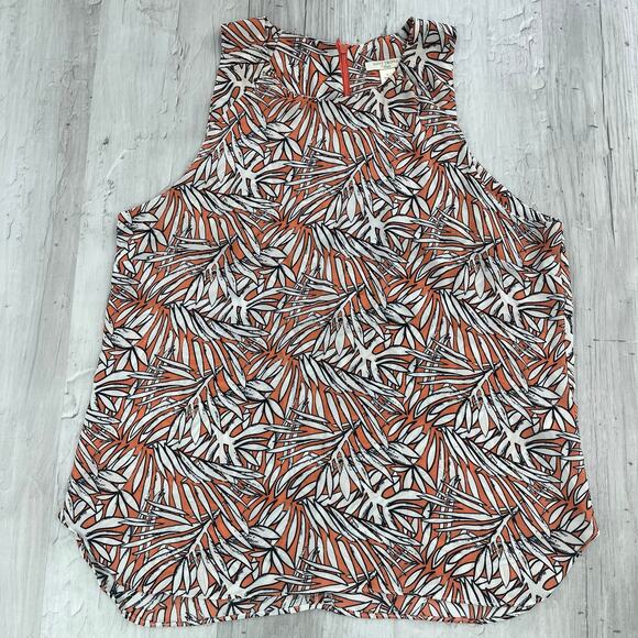 Saint Tropez West Sleeveless Tropical Flowy Vacation Summer Resort Blouse Large - Picture 1 of 7